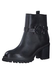 Marco Tozzi , Stiefelette, Blockabsatz, Westernstiefelette, Chunky Boots mit Zierriegel , schwarz , 38 , 38 , Klassische Stiefelette mit...