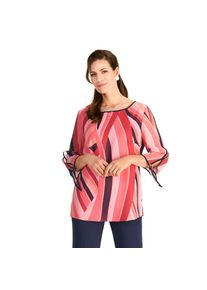 HERMANN LANGE Collection , Chiffonbluse, mit grafischem Muster , koralle-marine , 52 , 52 , Halbtransparente Bluse von HERMANN LANGE Collection