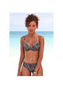 Lascana , Push-Up-Bikini-Top »Kaa« im Animal-Design , schwarz-bedruckt , Cup B , 34 -Cup B , 34 , Eleganter Zebradruck