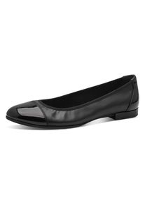 Tamaris , Ballerina, Blockabsatz, Businessschuh, Schlupfschuh mit Elastikeinfass , schwarz , 39 , 39 , Ballerina im klassischen Materialmix