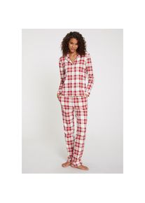 Lascana , Pyjama, (Set, 3-teilig), incl. Schlafmaske , weiß kariert , 36/38 , 36/38 , Klassisch geschnittener Pyjama mit Karoprint