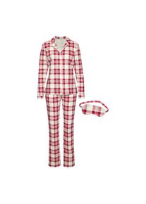 Lascana, Damen, Pyjama Set, 3-teilig, incl. Schlafmaske, wei&szlig; kariert, 32/34, wei&szlig; kariert, Klassisch geschnittener Pyjama mit Karoprint