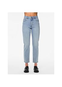 Pieces, Damen, High-waist-Jeans &raquo;PCBELLA HW TAP ANK JEANS LB302 NOOS&laquo;, Light Blue Denim, L&auml;nge 32, 25 -L&auml;nge 32, Light Blue Denim, Kn&ouml;chellange Jeans 