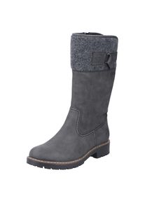 Rieker, Damen, Winterstiefel , Boots, Blockabsatz, mit wasserabweisender RiekerTEX-Membran, dunkelgrau, 39, dunkelgrau, Winterstiefel mit Filz-Besatz 
