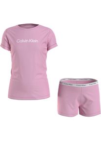Calvin Klein Underwear , Pyjama »KNIT PJ SET (SS+SHORT)«, (Set, 2 tlg.), Kinder bis 16 Jahren , Tearosemauve/W/Tearosemauve , 152/158 , 152/158 ,...