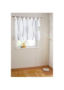 my home , Raffrollo »Dimona«, mit Schlaufen, Transparent, Voile, Polyester , weiß/silberfarben/grau , 140 cm