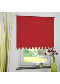 Liedeco , Seitenzugrollo verdunkelnd energiesparend mit Bohren Volantrollo - eckiger Volant, Fixmaß , rot , Obermaterial: 100% Polyester , 180 cm