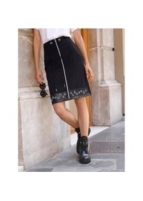 Inspirationen, Damen, Jerseyrock, schwarz, 44, schwarz, mit &Ouml;sen und Schn&uuml;rung