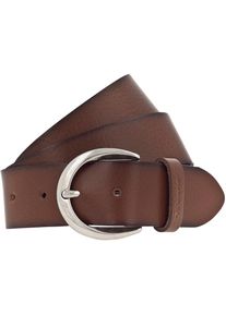 Tamaris, Damen, Lederg&uuml;rtel mit Logoschriftzug auf der G&uuml;rtelschlaufe, Basic-Style, braun, braun, Modischer Dameng&uuml;rtel von Tamaris