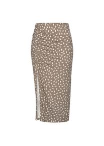Vivance, Damen, Jerseyrock mit seitlicher Raffung und Schlitz, Midirock im Alloverprint, taupe-creme bedruckt, 34, taupe-creme bedruckt, Bund mit 