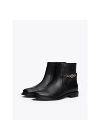 Tommy Hilfiger , Stiefelette »TH CHAIN LEATHER LOW BOOTIE«, Blockabsatz, Businesschuh, Ankleboots mit goldfarbener Zierkette , schwarz , 37 , 37 ,...