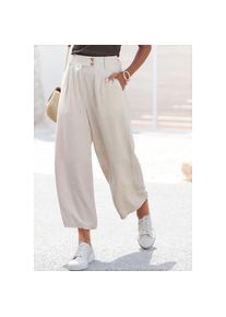 Lascana, Damen, Bundfaltenhose mit Taschen und Knopfdetail, weites Bein, Leinenhose, Sommerhose, sand, N-Gr, 38 -N-Gr, sand, Webhose mit zwei Kn&ouml;pfen 