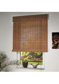 Liedeco , Seitenzugrollo leicht perforiert mit Bohren , braun , Obermaterial: 100% Holz , 170 cm