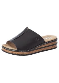 Rieker , Pantolette, Plateau, Sommerschuh, Schlappen in klassischer Optik , schwarz , 38 , 38 , Zum Schlupfen
