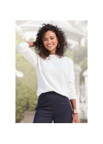 Lascana, Rundhalspullover mit Flausch-Effekt, lockerer Damenpullover, Basic, naturwei&szlig;, 36/38, Rundhalspullover