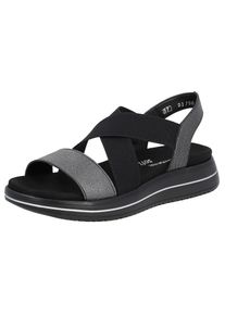 Remonte , Riemchensandale, Sommerschuh, Sandalette, Keilabsatz, mit praktischem Gummizug , schwarz , 42 , 42 , Riemchensandale in sportiver Optik