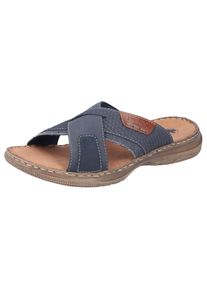 Rieker , Pantolette, Sommerschuh, Schlappen, Poolslides mit weicher Innensohle , dunkelblau , 43 , 43 , Sommerliche Pantolette mit Kontrastnähten