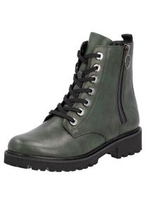 Remonte , Schnürstiefelette, Blockabsatz, Stiefelette, Schnürboots, Flats im Used Look , dunkelgrün , 36 , 36 , Modischer Schnürboots mit zwei...
