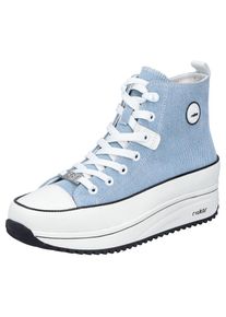 Rieker , Sneaker, Plateau, High Top-Sneaker, Schnürschuh in veganer Verarbeitung , hellblau-weiß , 42 , 42 , Modischer High Sneaker mit...