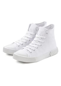 Lascana, Damen, Stiefelette aus Textil zum Schn&uuml;ren, High-Sneaker, Schn&uuml;r-Boots, wei&szlig;, 42, wei&szlig;, Textilschuhe, Stoffschuhe - besonders leicht, bequem 