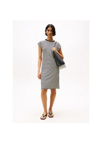 Tommy Hilfiger, Damen, Shirtkleid &raquo;RIB SHORT REG TEE DRS&laquo;, Ecru/ Black Fine Stp, N-Gr, XS (34) -N-Gr, Ecru/ Black Fine Stp, Shirtkleid von Tommy 