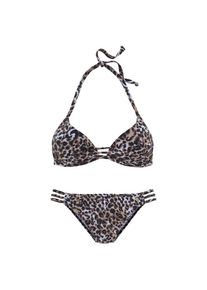 Lascana, Damen, Triangel-Bikini mit Leo-Print und Push-Up-Effekt, braun-bedruckt, Cup A, 34 -Cup A, braun-bedruckt, Mit wildem Animal-Print
