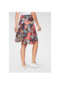 Aniston SELECTED, Damen, Jerseyrock mit Raffung am Bund, marine-koralle-wei&szlig;-gebl&uuml;mt, 46, marine-koralle-wei&szlig;-gebl&uuml;mt, Damenrock aus bequemer Jersey-