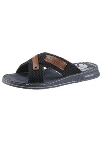 Rieker , Pantolette, Sommerschuh, Schlappen, Poolslides, mit Kontrastdetails , dunkelblau-braun , 43 , 43 , Sommerliche Pantolette mit Kreuzbandage