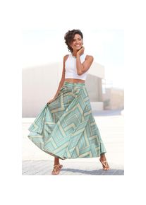 Lascana , Hosenrock, aus glatter Ware, Culotte, extraweites Bein , mint-gelb-blau bedruckt , 36 , 36 , Extraweites Bein im Stil eines Rockes