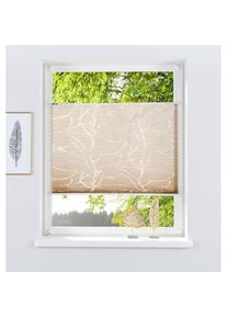 my home , Plissee »ANNA«, Lichtschutz, ohne Bohren, verspannt, Ästemotiv, Klemmträger , sand , 130 cm