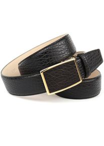 Anthoni Crown, Herren, Lederg&uuml;rtel Automatik Schlie&szlig;e, schwarz, schwarz, Keine Dornschlie&szlig;e und Keine L&ouml;cher im Leder