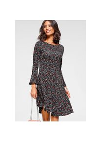 Laura Scott, Damen, Jerseykleid festliche Anl&auml;sse, langes Kleid, elegant, aus Viskosemischung, schwarz-gebl&uuml;mt ( Jerseykleid aus nachhaltigem Material