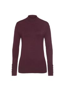 Lascana, Strickpullover mit Zierkn&ouml;pfen am &Auml;rmelabschluss, leichter Rollkragenpullover, Basic, brombeer/burgunder, 36/38, Strickpullover