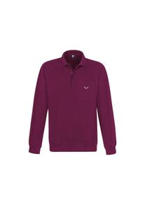 TRIGEMA , Herren , Sweatshirt »Langarm Polo aus Sweat-Qualität« , sangria , M , M , Gestickte TRIGEMA-Schwinge auf Brusttasche