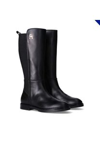 Tommy Hilfiger, Unisex, Stiefel Langschaftstiefel, Festtagsschuh mit Rei&szlig;verschluss, schwarz, 37, schwarz, Eleganter Stiefel von Tommy Hilfiger im 
