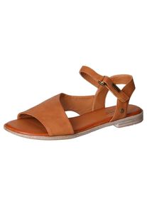 Mustang Shoes , Sandale, Sommerschuh, Sandalette, Riemchensandale in asymmetrischer Form , cognacfarben , 38 , 38 , Sommerschuh mit regulierbarem...