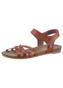 Mustang Shoes , Riemchensandale, Sommerschuh, Sandalette, Klettschuh, mit Klettverschluss-Riemchen , cognac , 40 , 40 , Klassische Sandale für den...