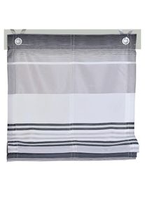 Kutti , Raffrollo »Jamaica« mit Hakenaufhängung ohne Bohren freihängend halbtransparent, Polyester, gewebt, Streifen, mit Edelstahlhaken , grau ,...