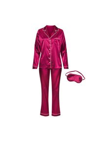 s.Oliver, Damen, Pyjama Set, 3-teilig, incl. Schlafmaske, beere, 46, beere, Klassisch geschnittener Pyjama