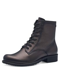 Tamaris , Schnürstiefelette, Blockabsatz, Schnürboots, Busisnessschuh im glänzenden Metallic-Look , dunkelbraun-metallic , 40 , 40 , Modische...