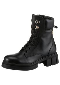 Tommy Hilfiger , Bikerboots »LACE-UP BIKER LEATHER«, Blockabsatz, Schnürboots, Stiefelette mit gepolstertem Schaftrand , schwarz , 41 , 41 ,...