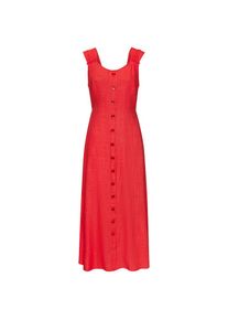 Lascana, Damen, Maxikleid mit breiten Tr&auml;gern aus Webware in Leinenoptik, sommerlich, rot, N-Gr, 36 -N-Gr, rot, Sommerkleid mit V-Ausschnitt vorn