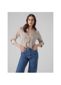 Véro Moda Vero Moda , Damen , Hemdbluse »VMBUMPY L/S SHIRT NEW WVN GA NOOS« , Brown Lentil Stripes:Snow white , M , M , Bluse von Vero Moda