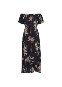 Lascana, Damen, Maxikleid im angesagten Vokuhila-Schnitt und Carmenausschnitt, Sommerkleid, schwarz-bedruckt, N-Gr, 34 -N-Gr, schwarz-bedruckt, Als 