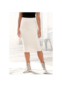 Lascana, Damen, Strickrock, elastischer Midirock, schmale Form, hellbeige, 38, hellbeige, Strickrock mit elastischem B&uuml;ndchen