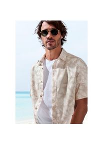Beach Time Beachtime, Herren, Hawaiihemd &raquo;Regular fit&laquo;, Kurzarm, Freizeithemd mit Palmenprint, reine Baumwolle, beige-bedruckt, N-Gr, M (39/40) -N-Gr, beige-