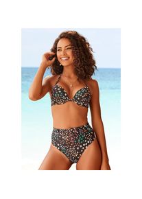 s.Oliver , Bikini-Hose »Milly« mit abnehmbarem Gürtel , schwarz-bedruckt , N-Gr , 40 -N-Gr , 40 , Mit modernem Blütendruck