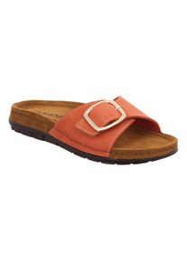 Rohde , Pantolette »RODIGO«, Sommerschuh, Schlappen, Strandschuh, Badeschuh mit Leder-Softfußbett , orange , 41 , 41 , Sommerliche Pantolette mit...