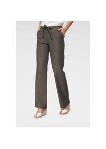 Aniston CASUAL, Damen, Leinenhose mit Bindeband, schlamm, N-Gr, 42 -N-Gr, schlamm, Damenhose aus einem leichten Leinen-Mix