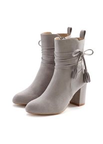Lascana , Stiefelette mit Blockabsatz, High-Heel-Stiefelette, Ankle Boots, Stiefel , hellgrau , 41 , 41 , Mit raffinierten Bindebändern und Schnürung
